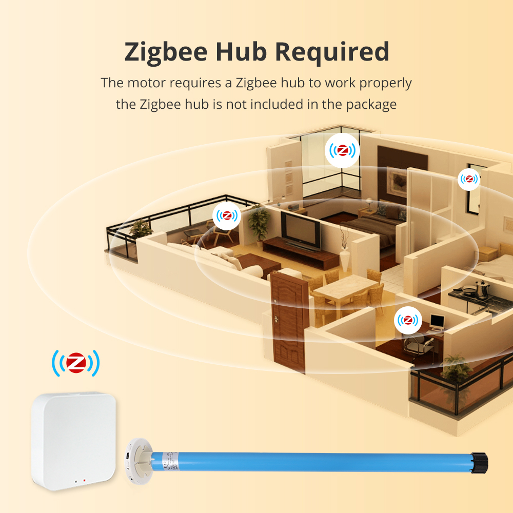 Zemismart Zigbee Roller Motor for 30mm Tube Rechargable Smart Electric Engine Alexa Google Assistant Smart Remote Control