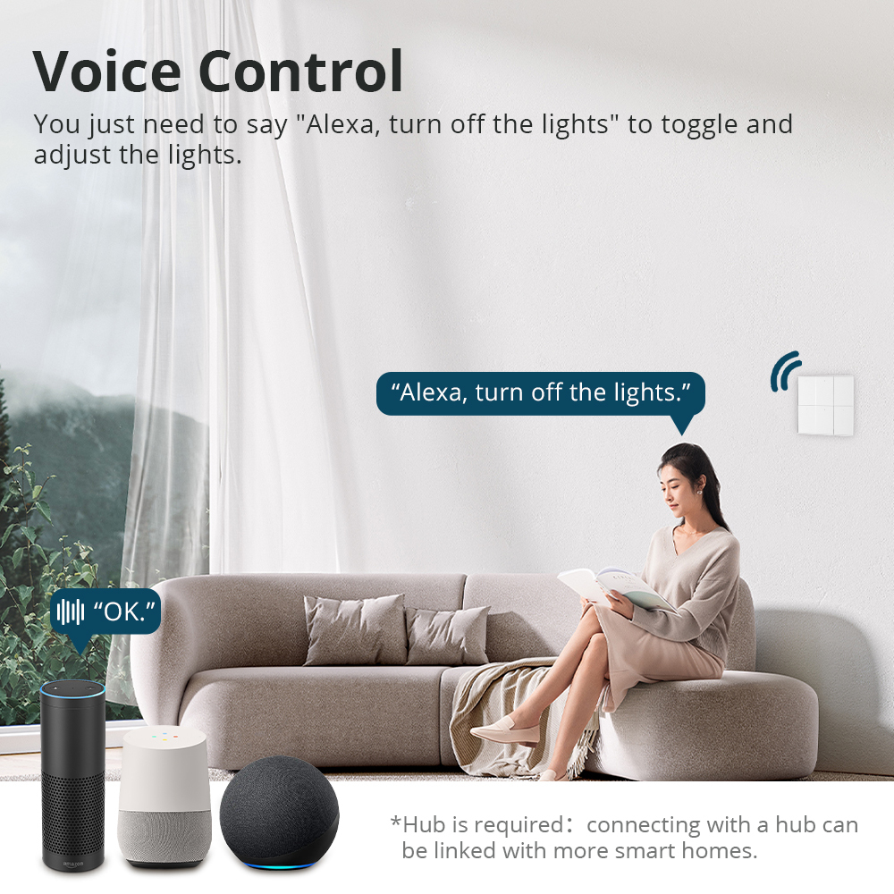 Zemismart Zigbee Push Wall Light Switches 6 Gangs with Neutral Interruptor works with Tuya Alexa Google Home Smart Life App Control