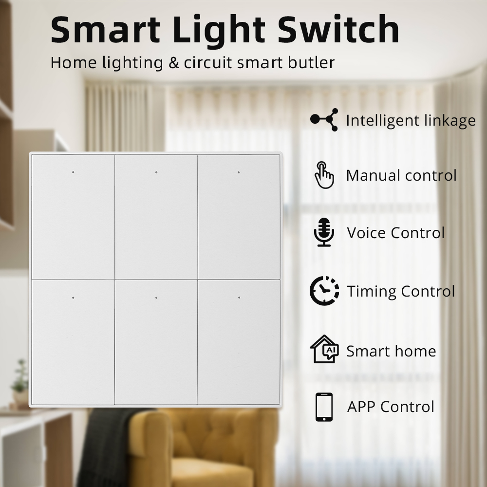 Zemismart Zigbee Push Wall Light Switches 6 Gangs with Neutral Interruptor works with Tuya Alexa Google Home Smart Life App Control