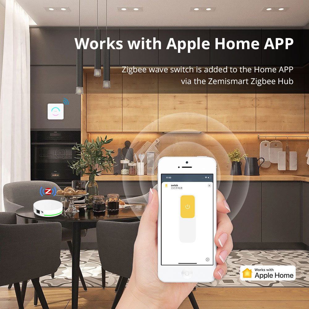 Zemismart Zigbee Smart Wave Switch Microwave Induction Interruptor With Neutral Support works with Tuya Alexa Google Home Voice Control