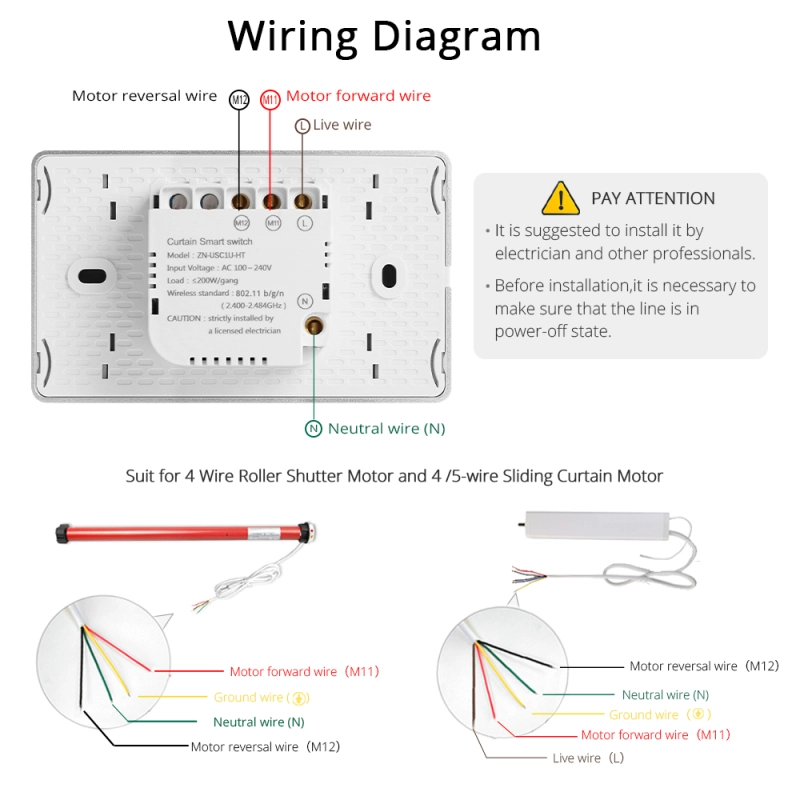 Zemismart Zigbee US Curtain Switch for Roller Shade Motor Smart Shutter Switch With Percentage Control works with Tuya Alexa Google Home