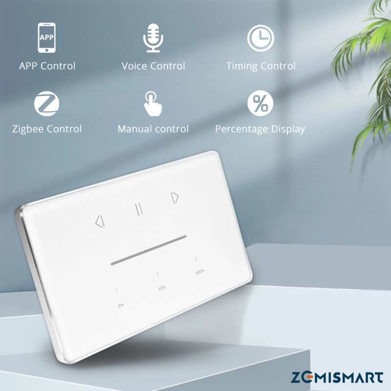 Zemismart Zigbee US Curtain Switch for Roller Shade Motor Smart Shutter Switch With Percentage Control works with Tuya Alexa Google Home