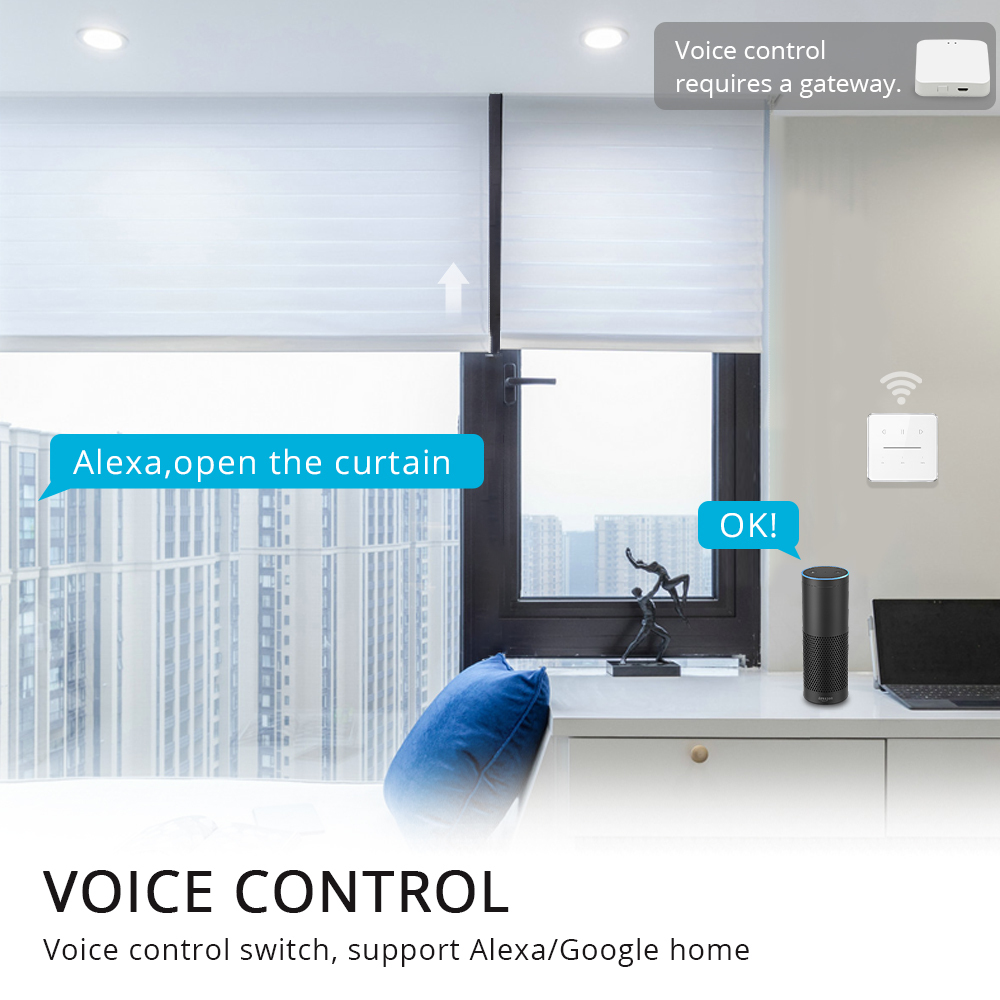 Zemismart Zigbee Curtain Switch for Roller Shade Motor Smart Shutter Switch with Percentage Control works with Tuya Alexa Google Home