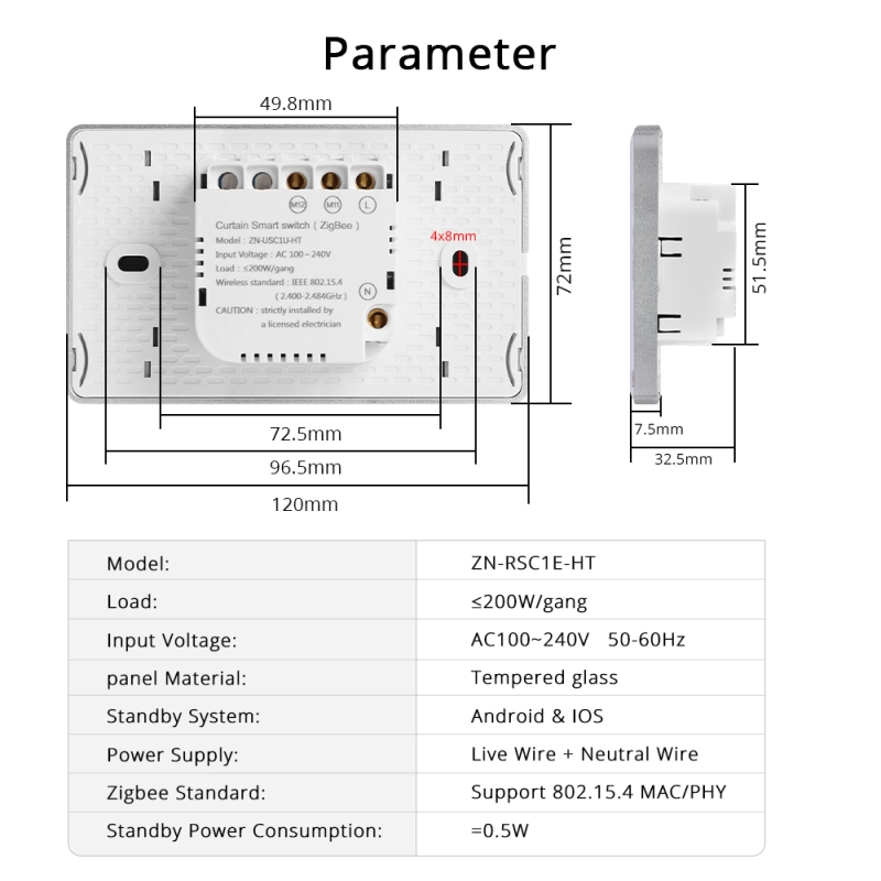 Zemismart Zigbee US Curtain Switch for Roller Shade Motor Smart Shutter Switch With Percentage Control works with Tuya Alexa Google Home