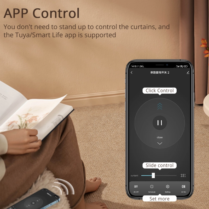Zemismart Zigbee US Curtain Switch for Roller Shade Motor Smart Shutter Switch With Percentage Control works with Tuya Alexa Google Home