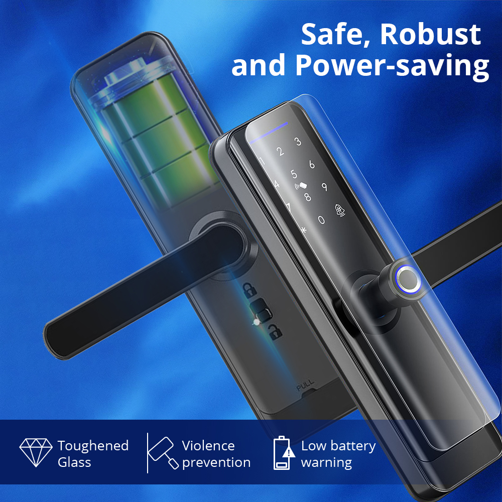 Zemismart Wifi Smart Digital Door Lock A270 Fingerprint IC Card Key Password Unlock with Doorbell Required Remote APP Unlock works with Tuya