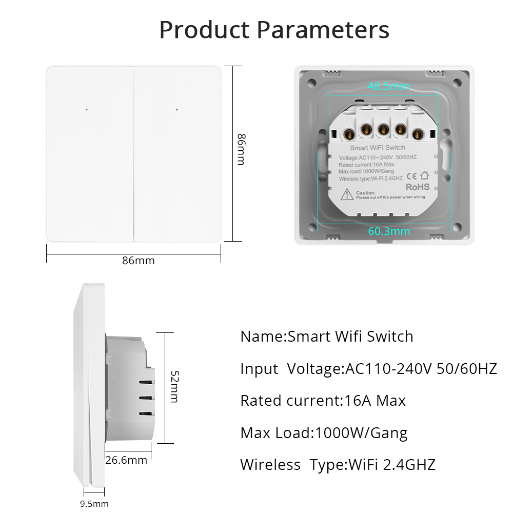 Zemismart Tuya WiFi Smart Light Switch Alexa Google Home Smart Life Voice Control Neutral Required EU Wall Push Button Switches