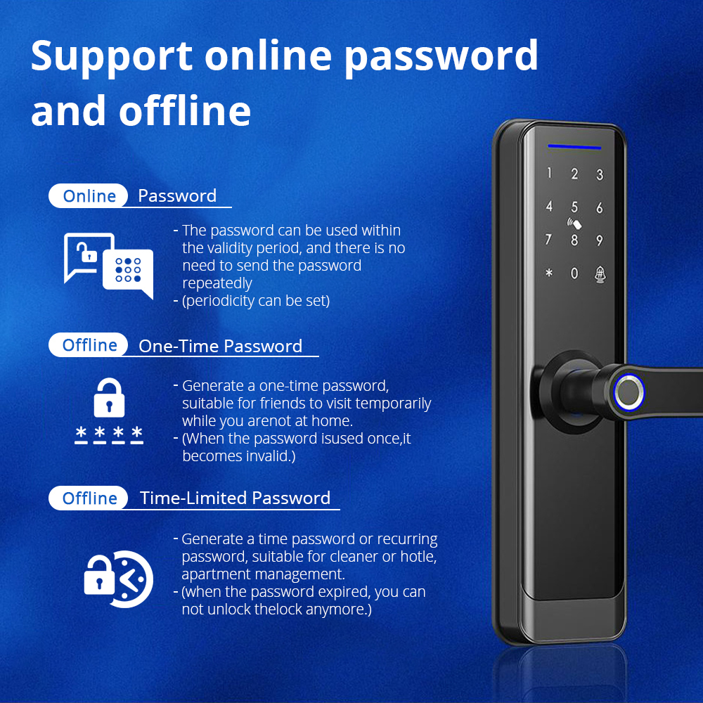 Zemismart Zigbee Smart Electronic Door Lock IC Card Key Password App Remote Unlock with Doorbell works with Tuya Security Biometric Fingerprint Lock