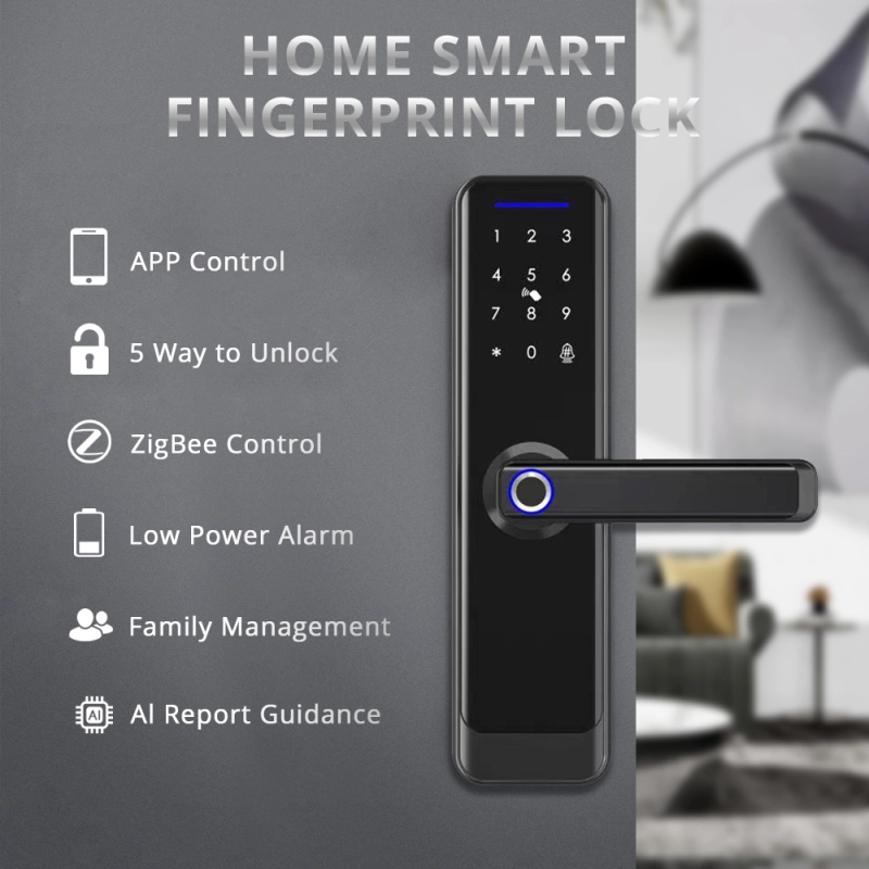 Zemismart Zigbee Smart Electronic Door Lock IC Card Key Password App Remote Unlock with Doorbell works with Tuya Security Biometric Fingerprint Lock