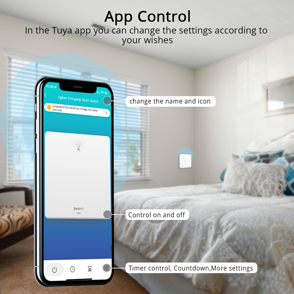 Zemismart Zigbee 3 Way One Gang No Neutral Touch Switch work with Tuya HomeKit Wall Light Interruptor Smart Life Alexa Google Home Voice Control