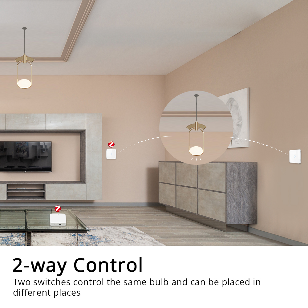 Zemismart Tuya Zigbee 3 Way One Gang No Neutral Touch Switch Wall