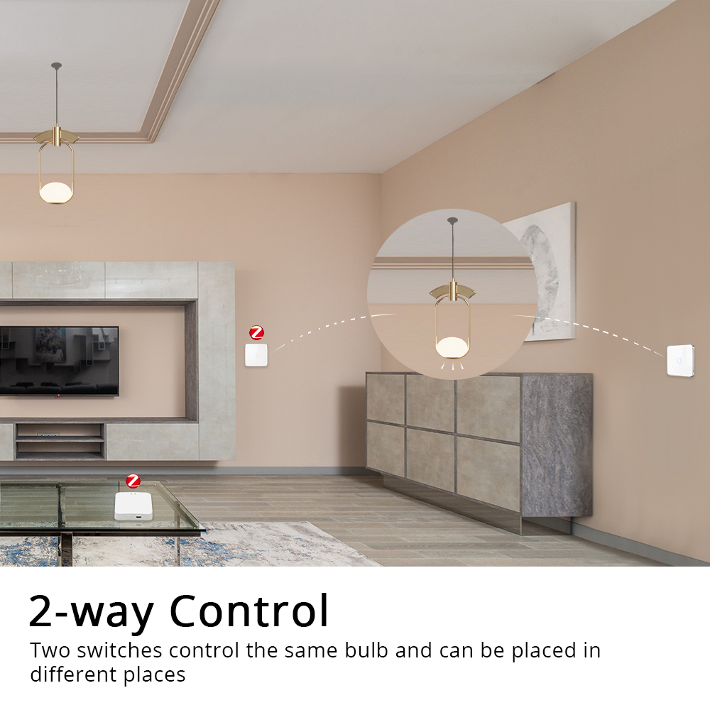 Zemismart Zigbee 3 Way One Gang No Neutral Touch Switch work with Tuya HomeKit Wall Light Interruptor Smart Life Alexa Google Home Voice Control