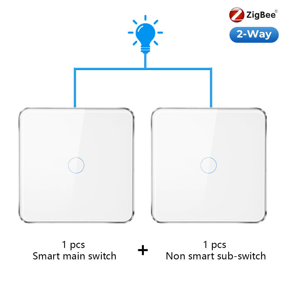 Zemismart Zigbee 3 Way One Gang No Neutral Touch Switch work with Tuya HomeKit Wall Light Interruptor Smart Life Alexa Google Home Voice Control