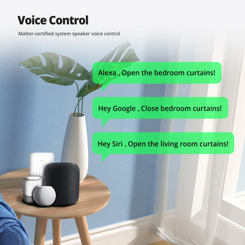 Zemismart Matter Over Thread Slide Curtain Smart HomeKit SmartThings Google Home APP Control by Siri Voice Control