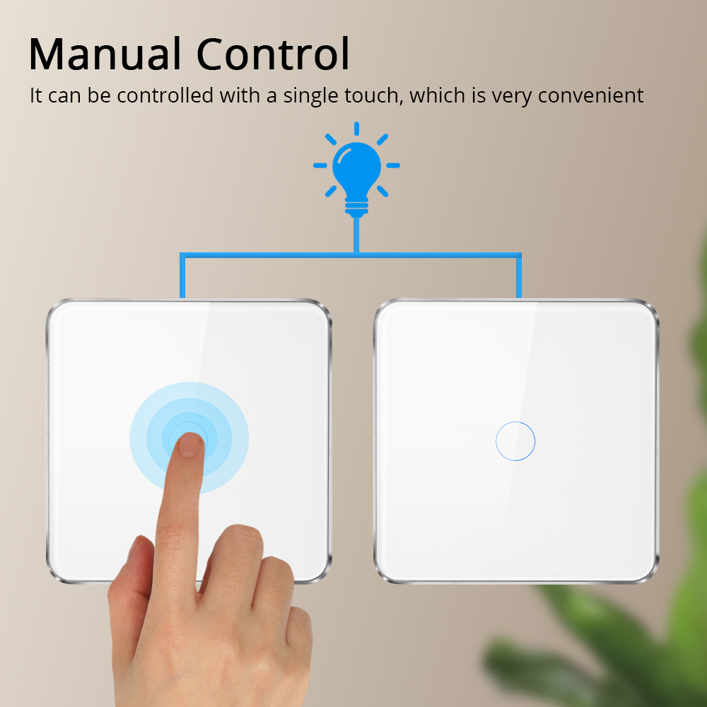 Zemismart Zigbee 3 Way One Gang No Neutral Touch Switch work with Tuya HomeKit Wall Light Interruptor Smart Life Alexa Google Home Voice Control