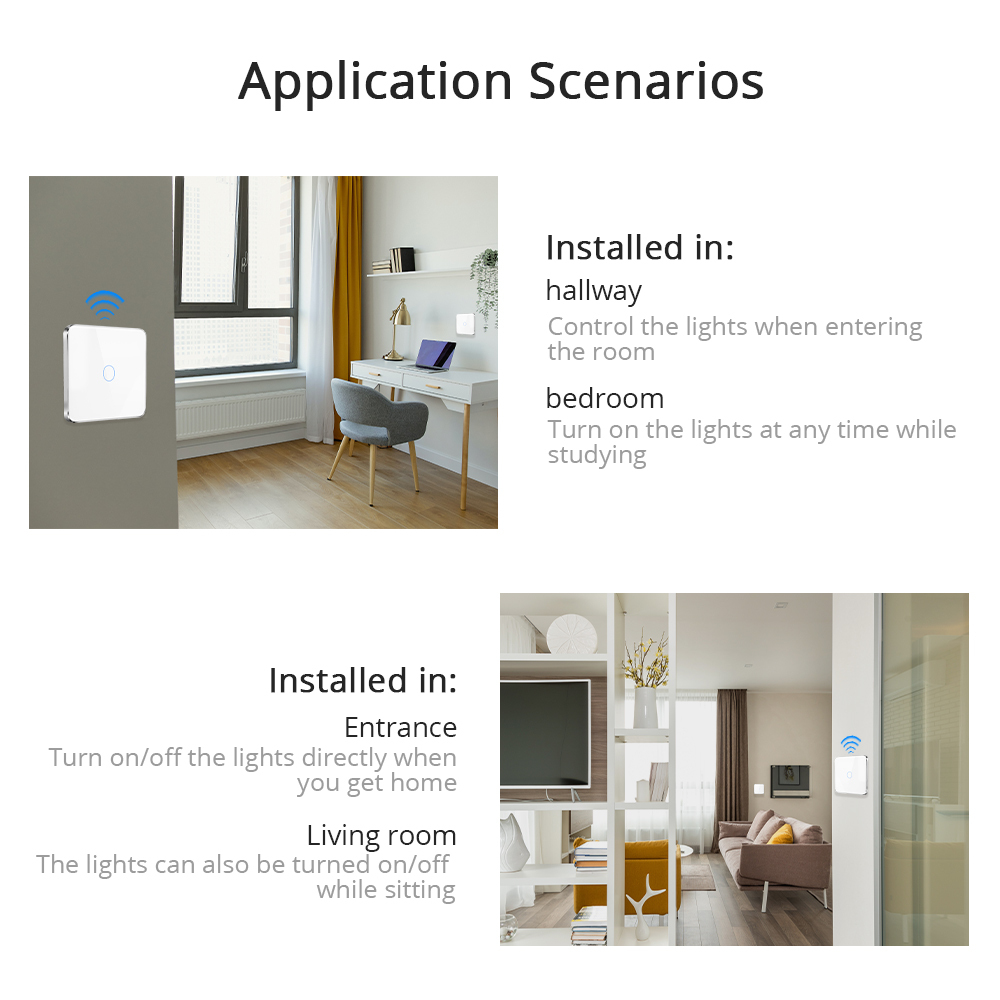 Zemismart Zigbee 3 Way One Gang No Neutral Touch Switch work with Tuya HomeKit Wall Light Interruptor Smart Life Alexa Google Home Voice Control