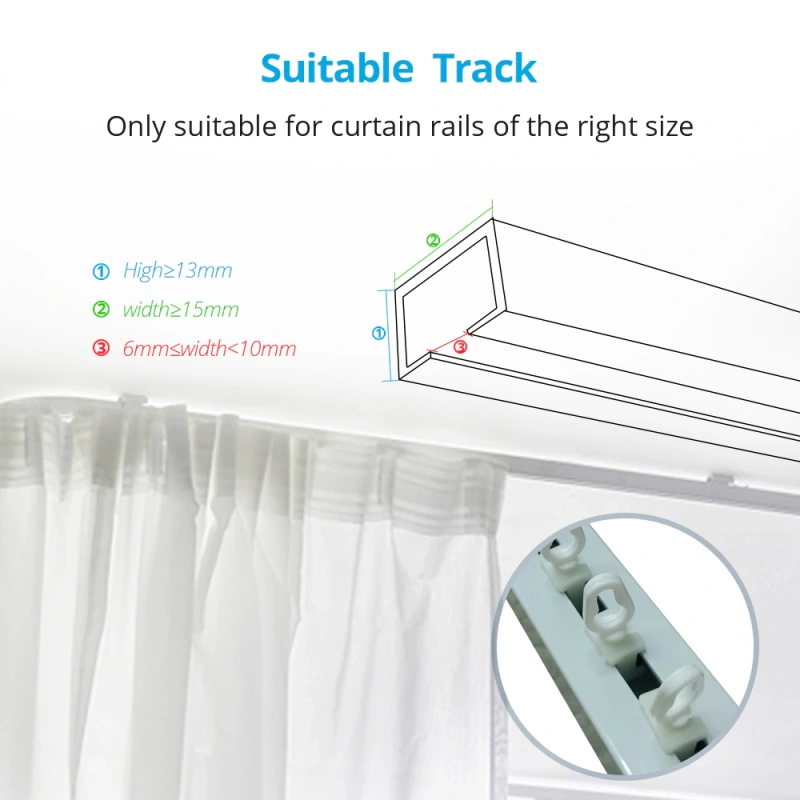 Hook of Zemismart Electric Curtain for S fold Curtains Snake Tape Curtain 6cm 8cm
