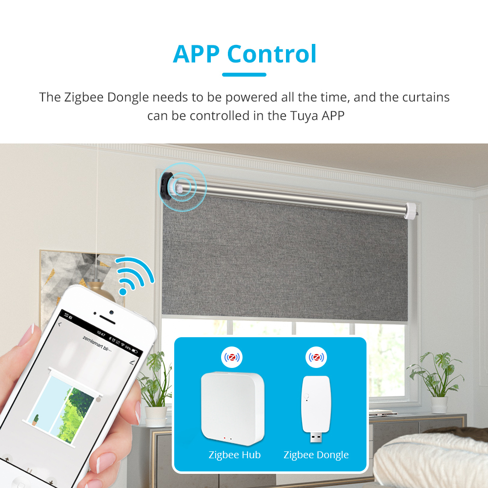 Zemismart Zigbee Roller Blind Motor for 17mm 25mm Tube Built-in Battery Shade Engine Smart Life works with Tuya Alexa Google Home Control