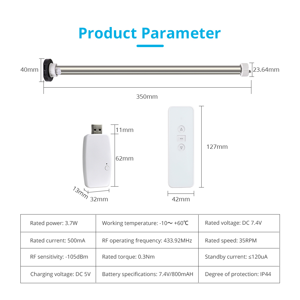 Zemismart Zigbee Roller Blind Motor for 17mm 25mm Tube Built-in Battery Shade Engine Smart Life works with Tuya Alexa Google Home Control