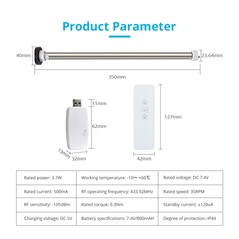 Zemismart WiFi Roller Shade Motor For 17mm 25mm Tube Built-in Battery Alexa works with Tuya