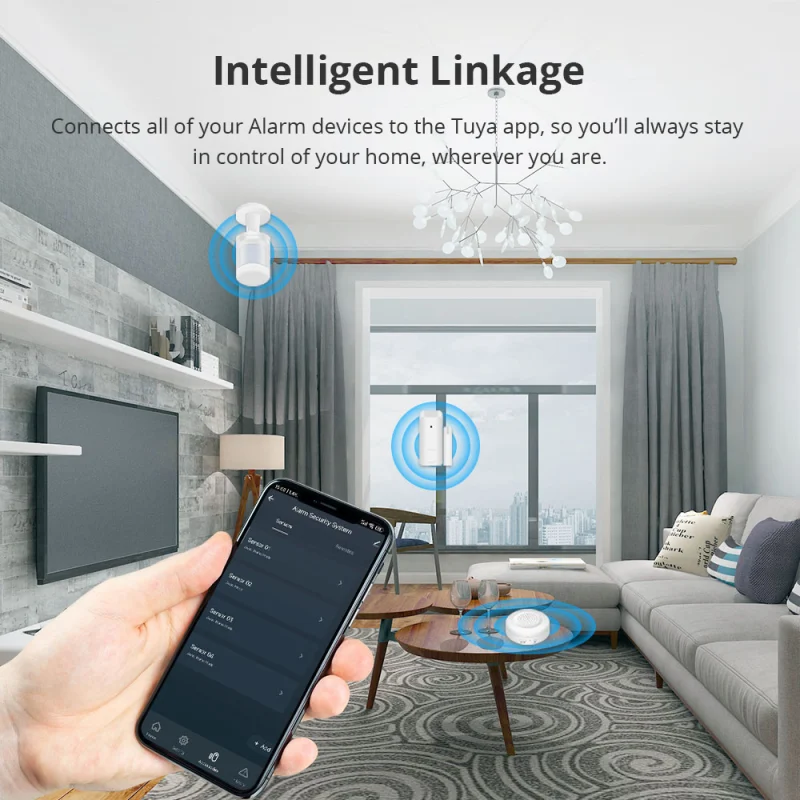 Zemismart WiFi Alarm Wireless Home Security System PIR Motion Detector Door Sensor 433Mhz Remote works with Tuya Smart Home Burglar Kits