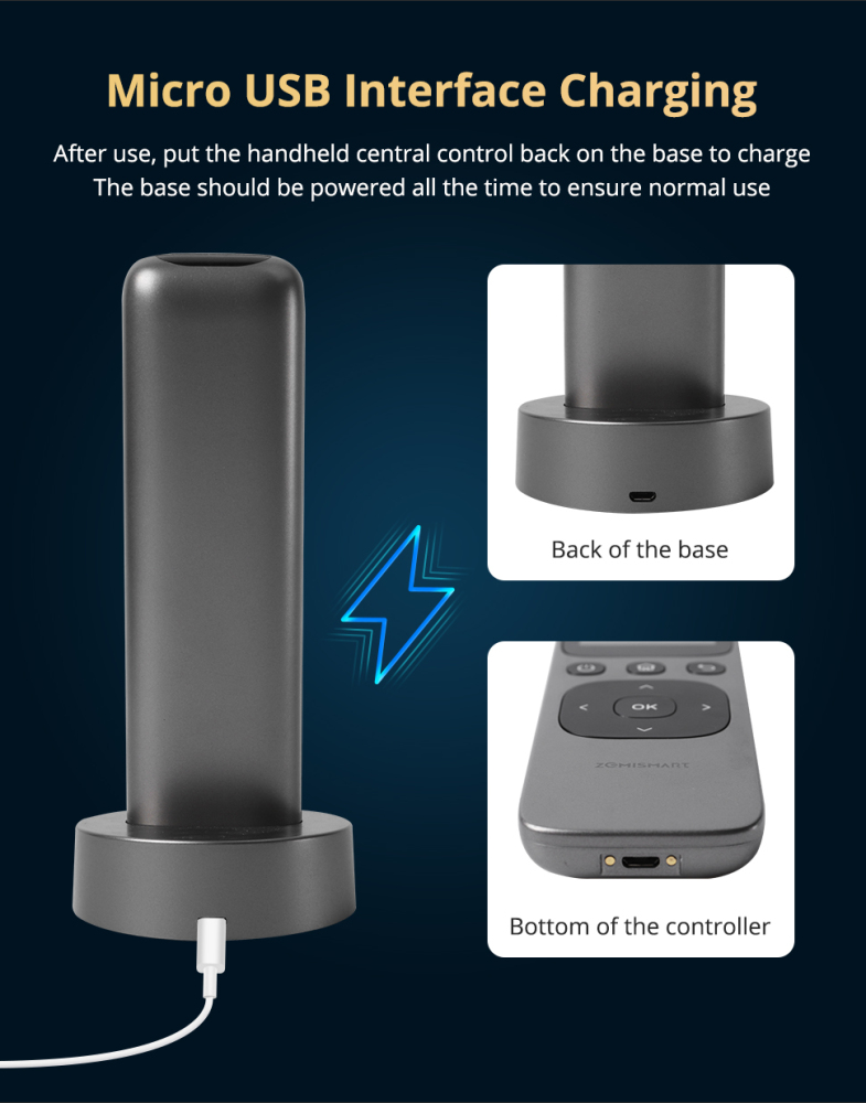 Zemismart WiFi Zigbee BLE IR Central Remote Control with HD Touch Screen Wireless Charging Base Control works with Tuya Smart Devices