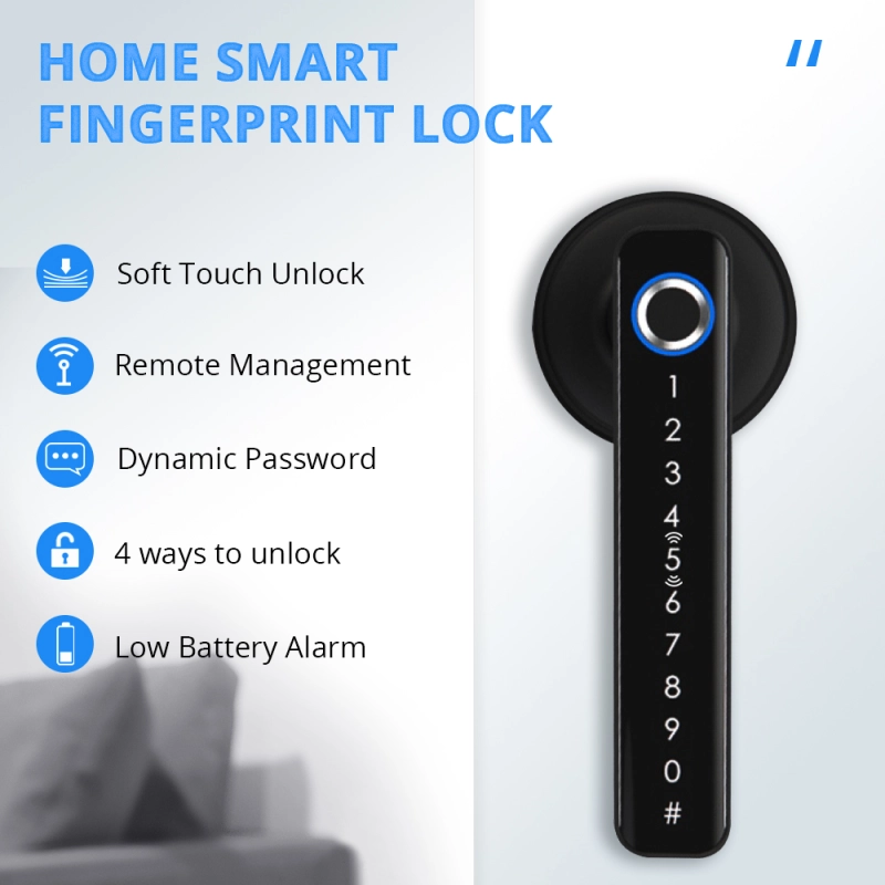 Zemismart BLE Smart Electronic Door Lock Biometric Fingerprint Lock Encryption Digital Lock App Remote Password Key Unclock works with Tuya