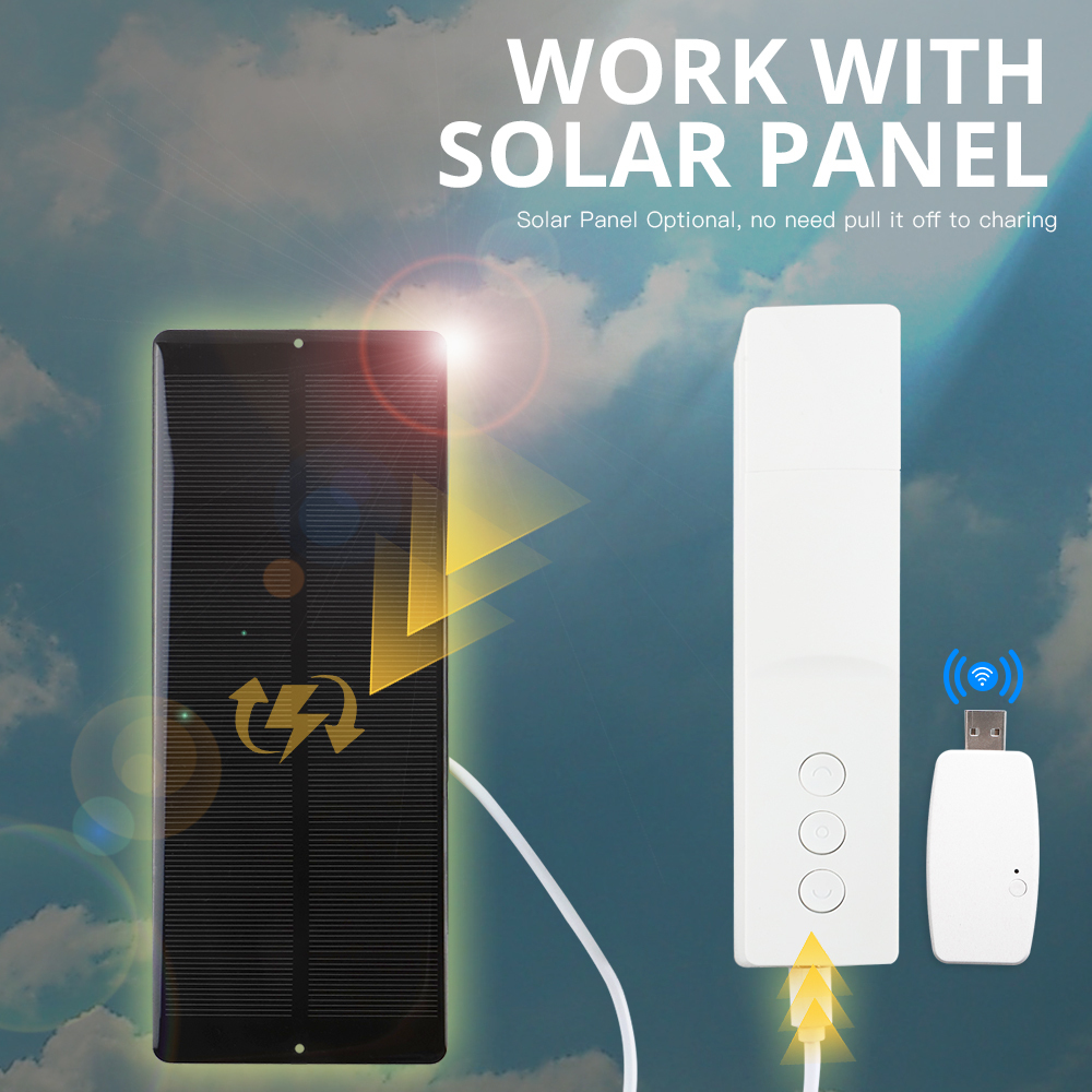 Zemismart New Version Wifi Smart Blind Driver Solar Panel Optional Roller Shade Motor Power By Battery works with Tuya Alexa Google Home