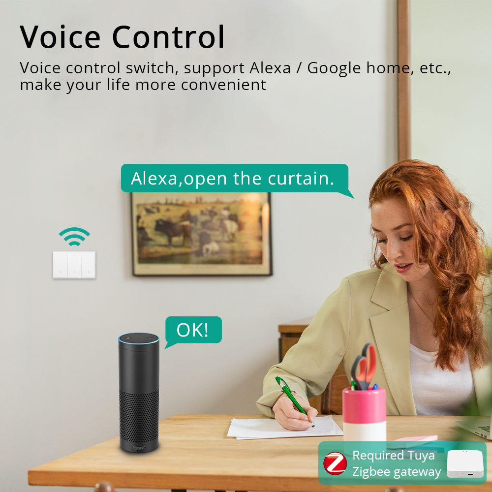 Zemismart Zigbee Smart Curtain Switch for Electric Roller Shade US Shutter Switch works with Tuya with Percentage Control Alexa Google Home