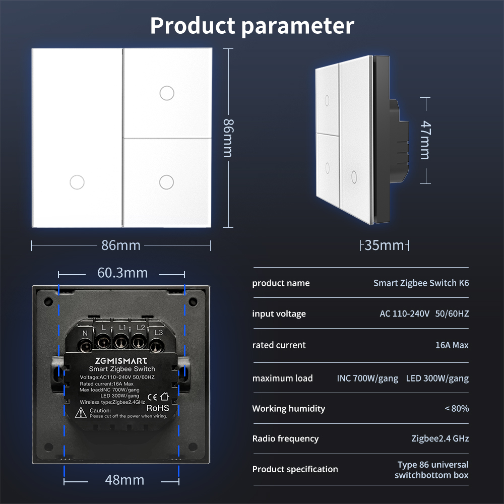 Zemismart Tuya Zigbee Smart Wall Light Switch EU Push Button Interruptor 1 2 3 Gangs HomeKit Alexa Google Home Voice Control
