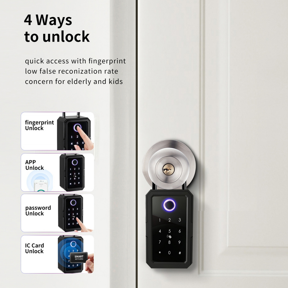 Zemismart BLE Waterproof Smart Key Box Outdoor Home Security KeyBox Fingerprint works with Tuya Smart Life App IC Cards Password Unlock