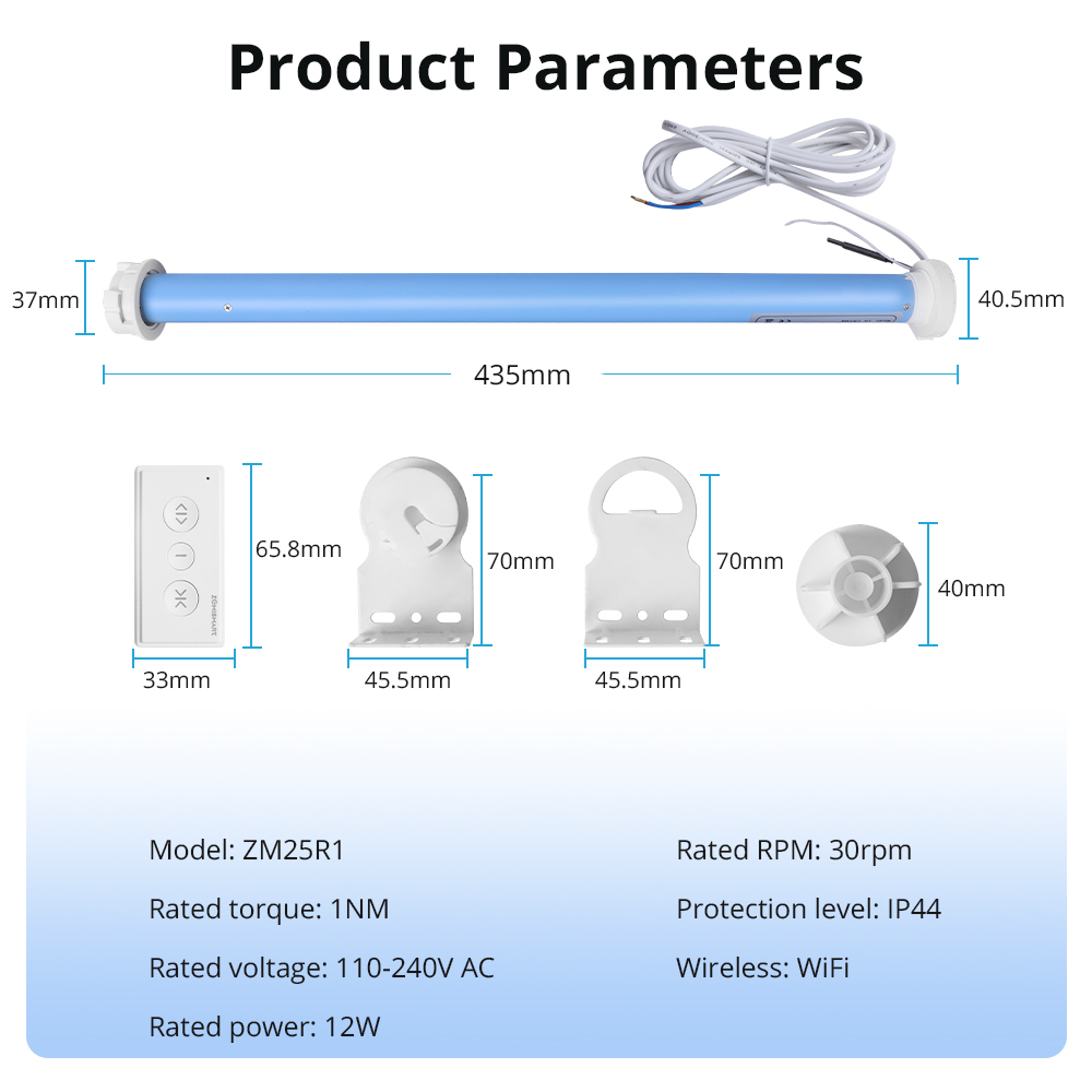 Zemismart Smart WiFi Roller Blind Motor for 37 38mm Tube Electric Curtain Shade Engine works with Tuya Smart Life APP Alexa Google Home Voice Control
