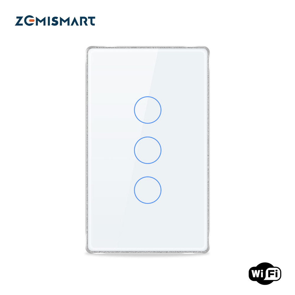 Zemismart HomeKit WiFi Smart Wall Light Switch 3 Gang Touch Screen US Switch works with Tuya Alexa Google Home Siri Voice Control