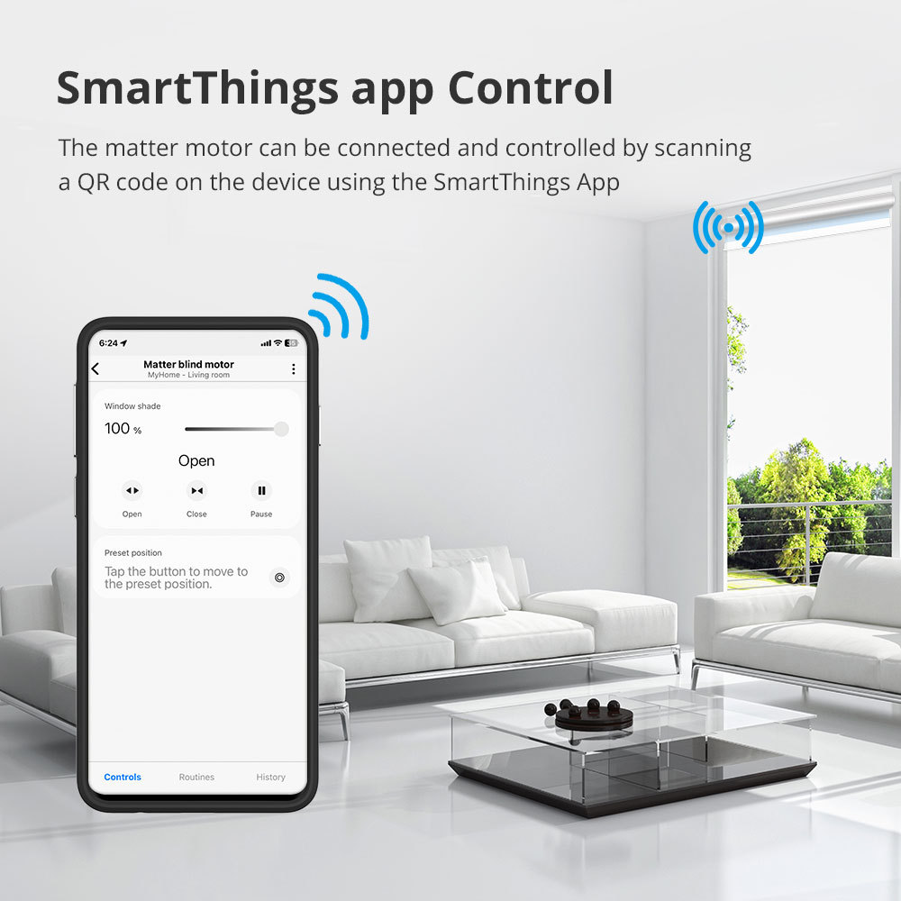 Zemismart WiFi Matter-certified  Roller Shade Motor for 37mm Home App Google Home App SmartThings App Control