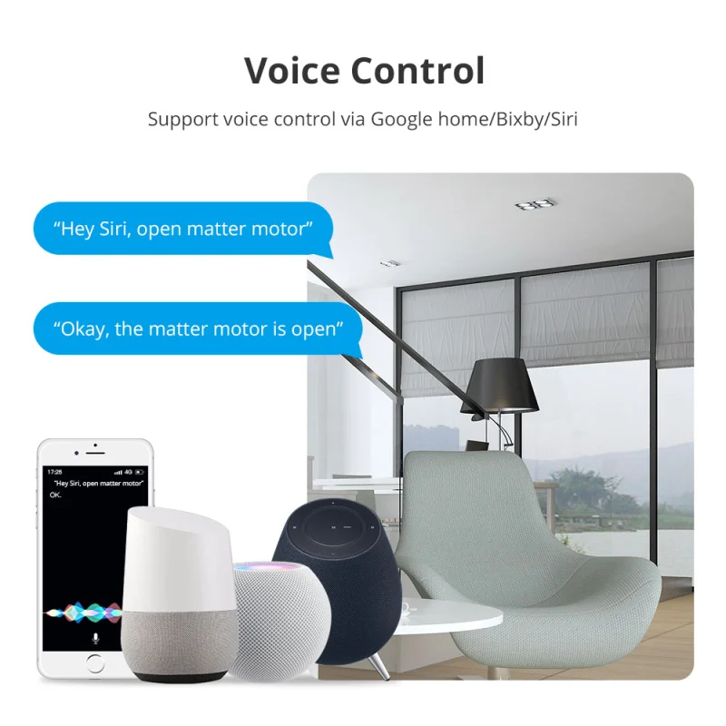 Zemismart WiFi Matter-certified  Roller Shade Motor for 37mm Home App Google Home App SmartThings App Control