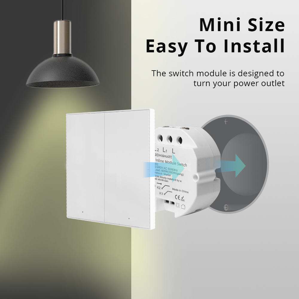 Zemismart Matter over WiFi Smart Light Switch DIY Breaker Module HomeKit SmartThings Remote Control 2 Way