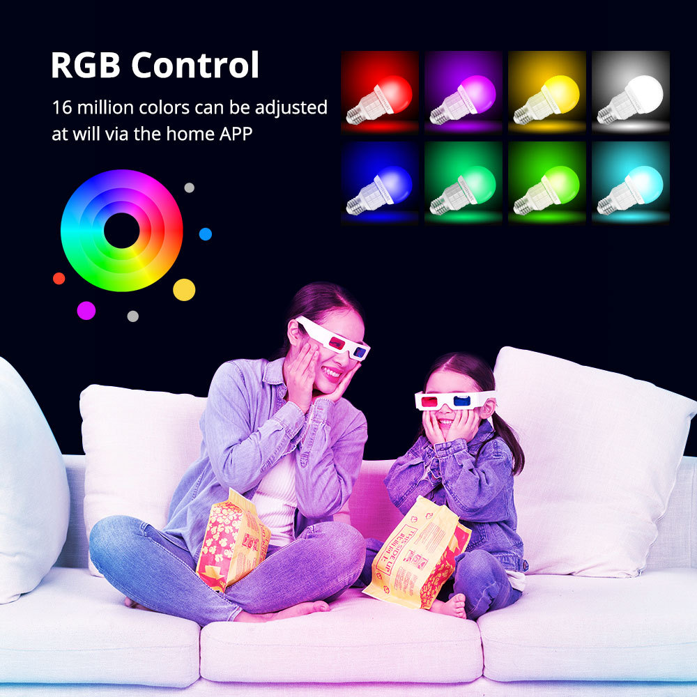 Zemismart WiFi Matter Certified Bulb RGB E27 Dimmer Enable HomeKit Google Home SmartThings Alexa Control