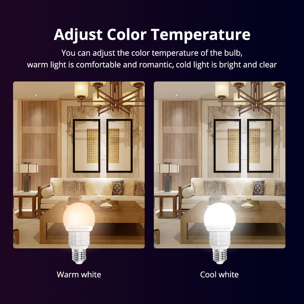Zemismart WiFi Matter Certified Bulb RGB E27 Dimmer Enable HomeKit Google Home SmartThings Alexa Control