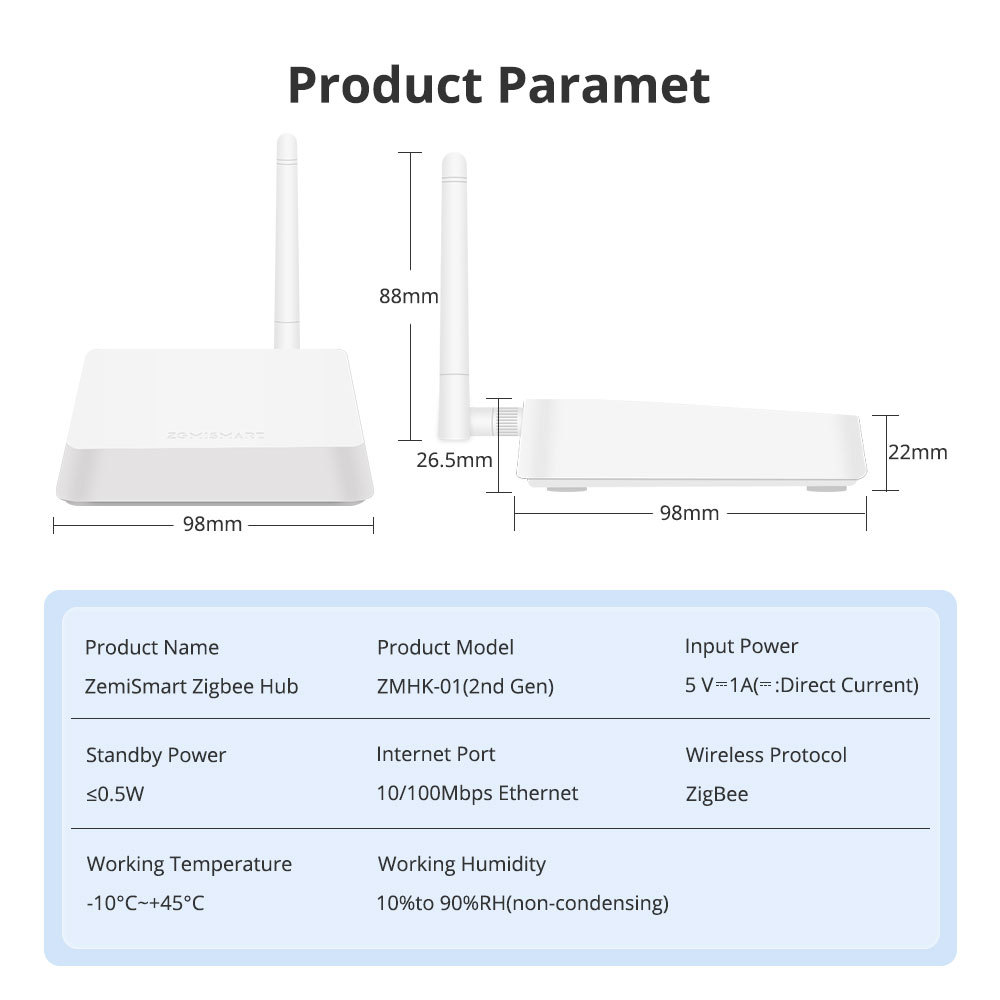 Zemismart Zigbee Hub work with HomeKit ZMHK-01(2nd Gen)  Smart Home Bridge works with Home Tuya Siri Control