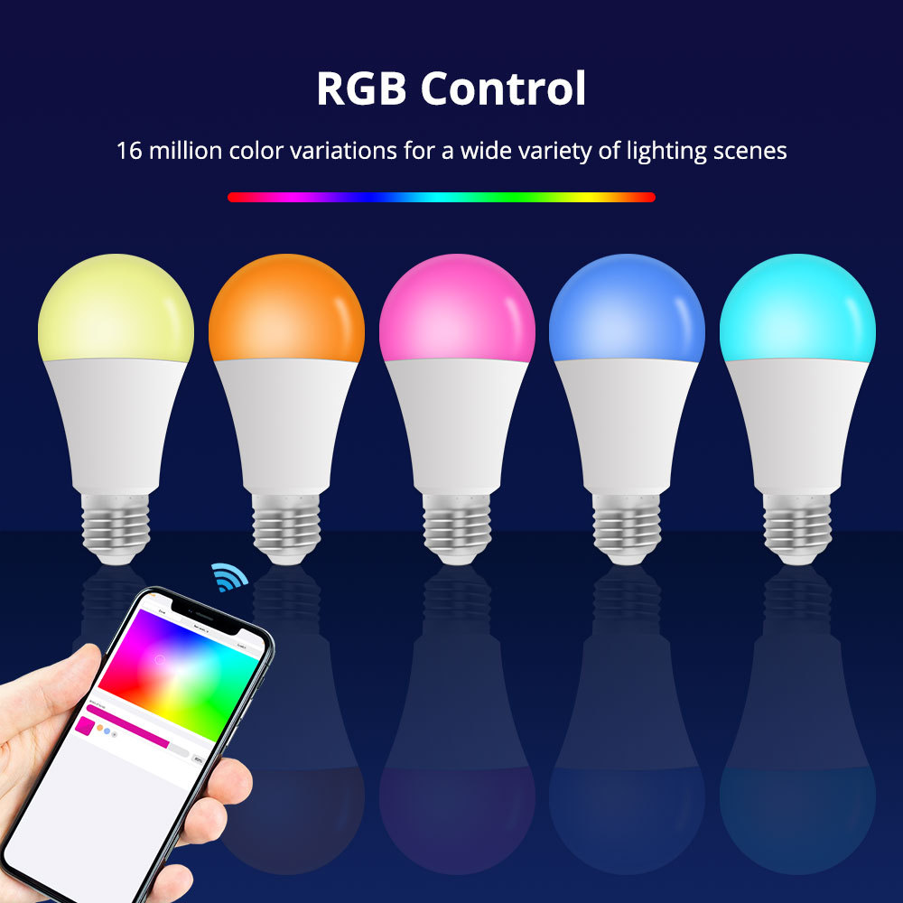 Zemismart Matter Over WiFi Smart Light Bulb 9W E27 RGBCW 120V 220V Dimmable Siri Alexa Google Home  Smartthing Control with FCC