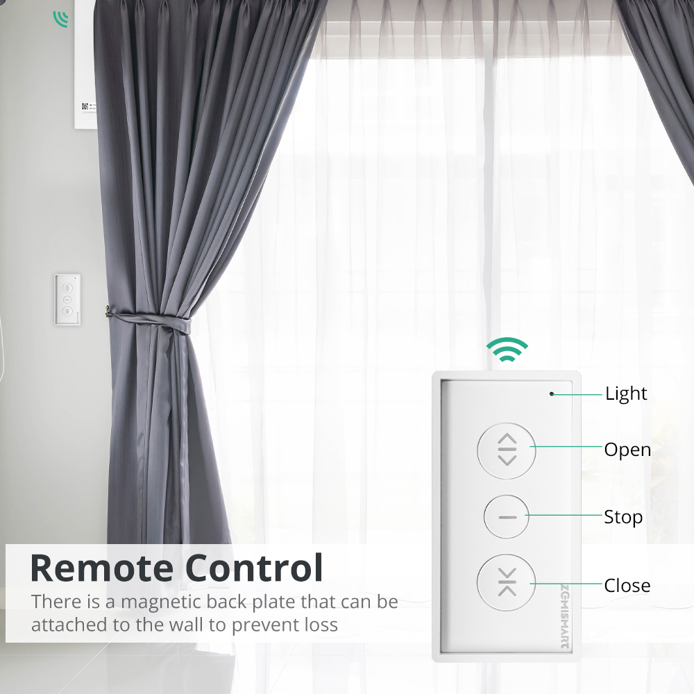 Zemismart Matter over Thread Curtain Motor Remote Control Google Home Smartthings Home App Automatic Curtain System