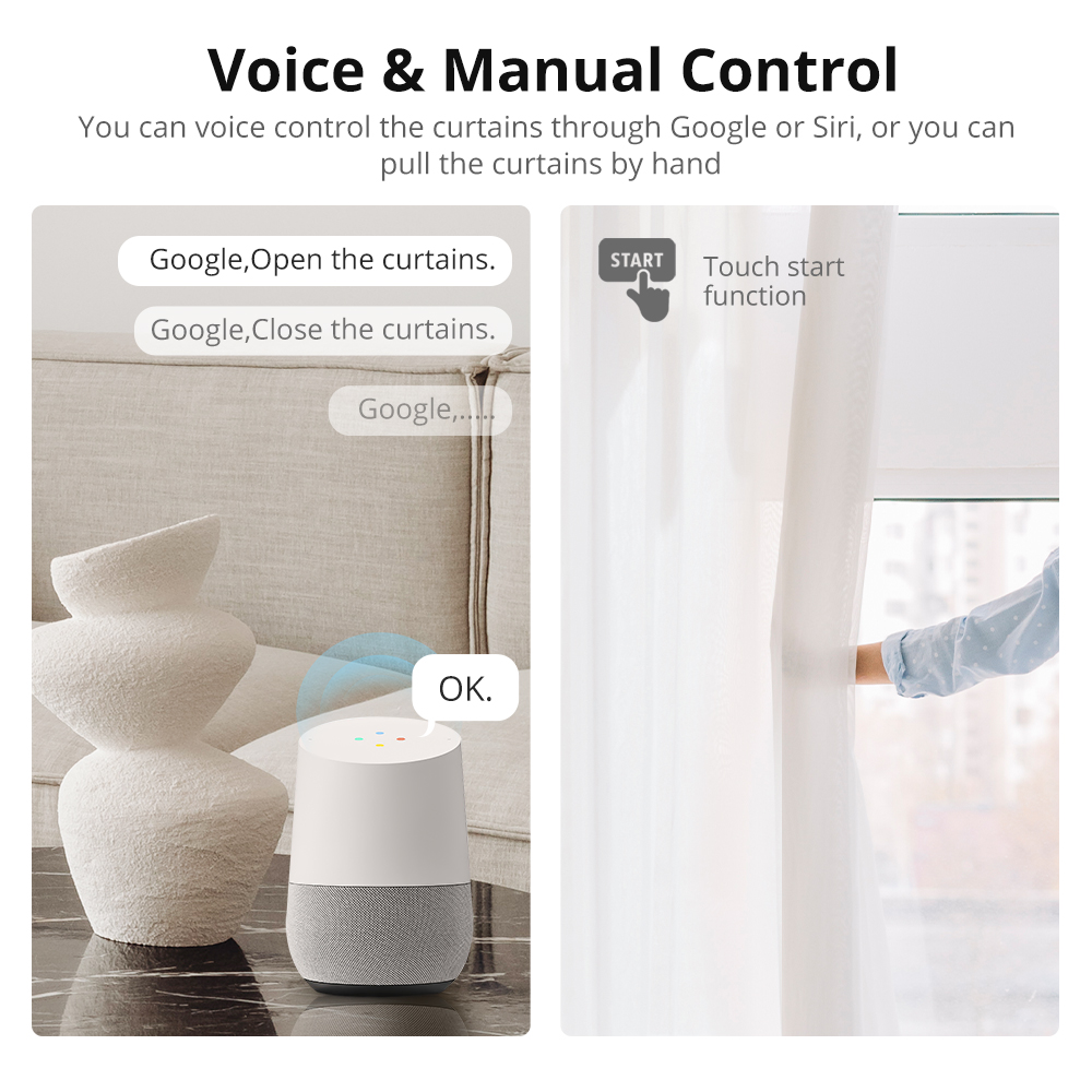 Zemismart Matter over Thread Curtain Motor Remote Control Google Home ...