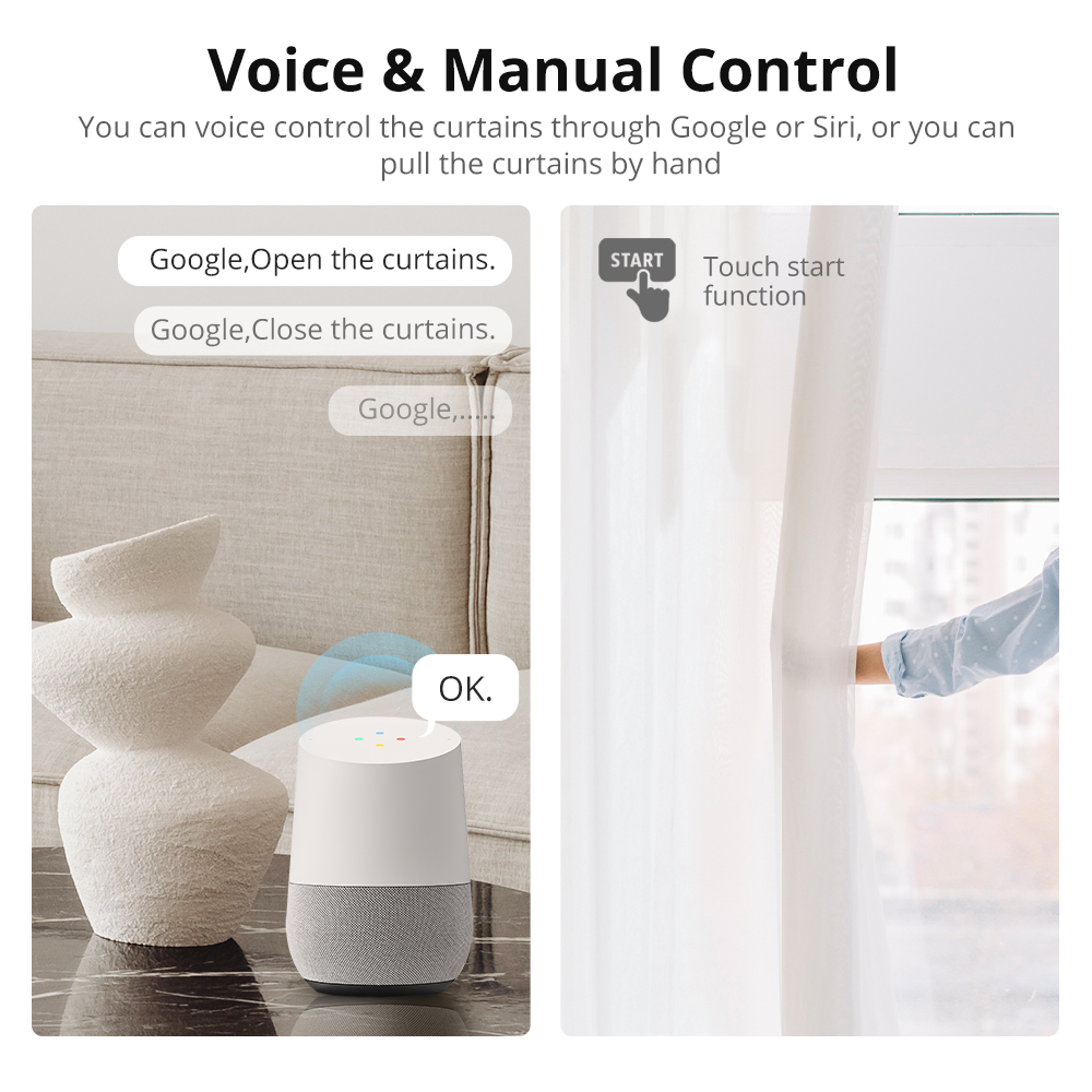 Zemismart Matter over Thread Curtain Motor Remote Control Google Home Smartthings Home App Automatic Curtain System