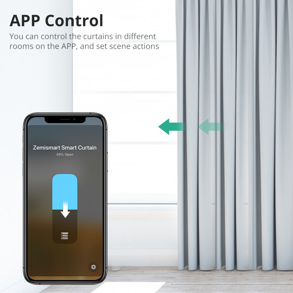 Zemismart Matter over Thread Curtain Motor Remote Control Google Home Smartthings Home App Automatic Curtain System