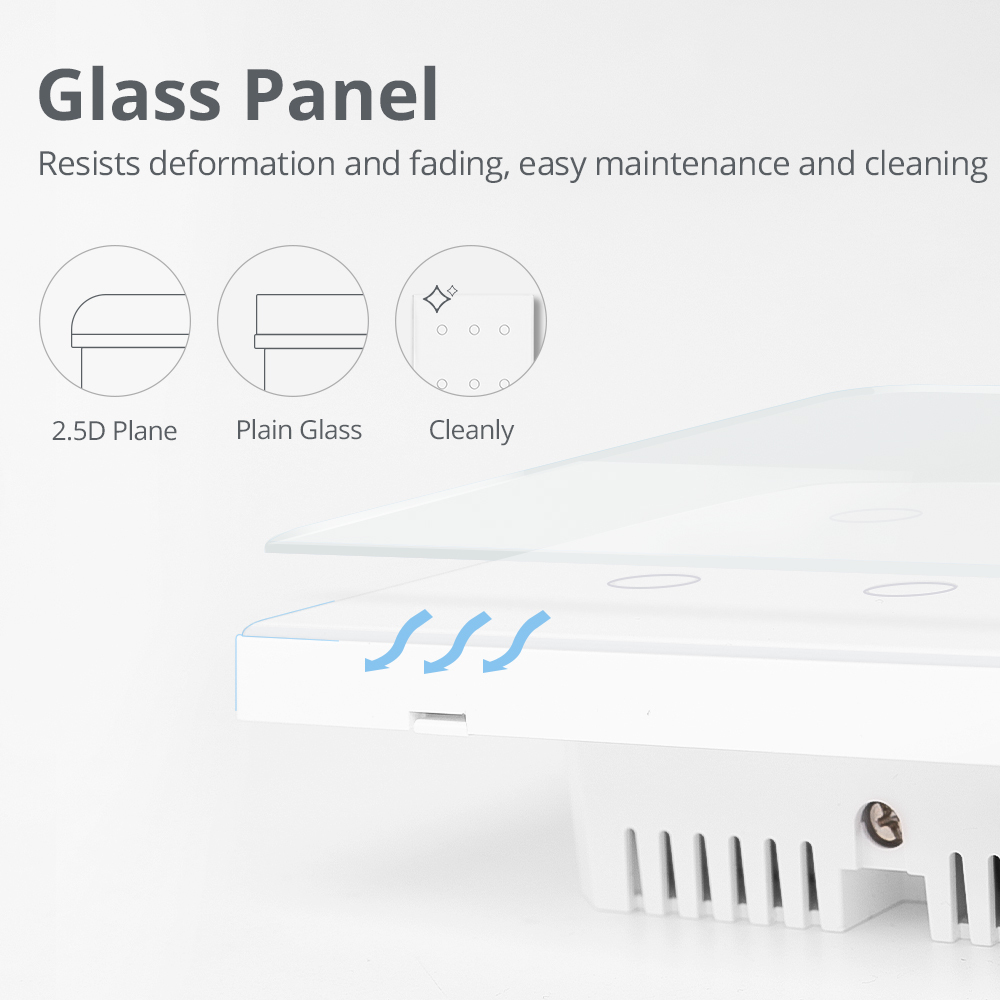 Zemismart 6 Gangs Zigbee Smart Wall Light Switch 4x4 Neutral Required Glass Panel Sensitive Touch works with Tuya HomeKit Switch Alexa Google