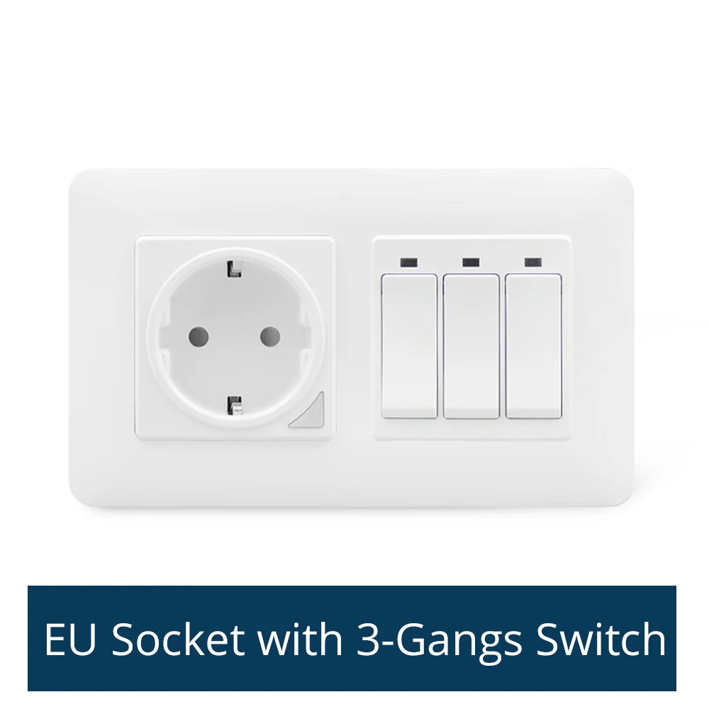 Zemismart WiFi EU Wall Socket with Light Switch 1 2 3 Gang Support TUYA APP Control Voive control by Alexa Google home