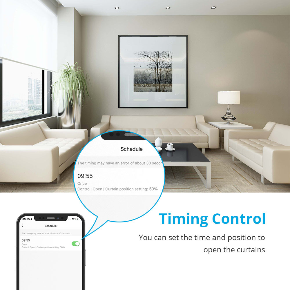 Zemismart Wifi Smart Electric Roller Blind Shade for 30mm Tube Roller Blind Motor Voice Control