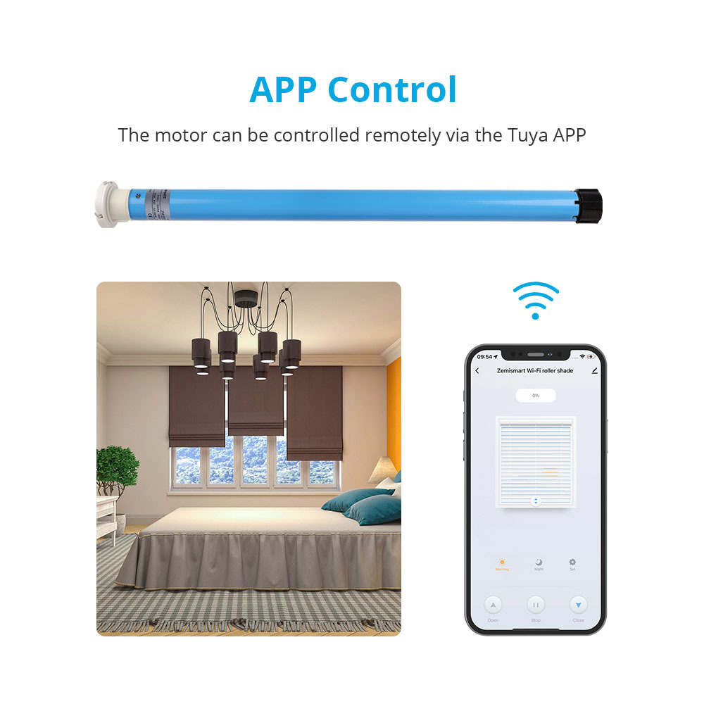Zemismart Wifi Smart Electric Roller Blind Shade for 30mm Tube Roller Blind Motor Voice Control