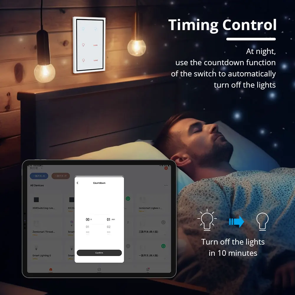 Zemismart Zigbee Light Switch Scene Switch 4 Gang 4x2 Touch Wall Switches Neutral Required works with Tuya Alexa Google Home Voice Control