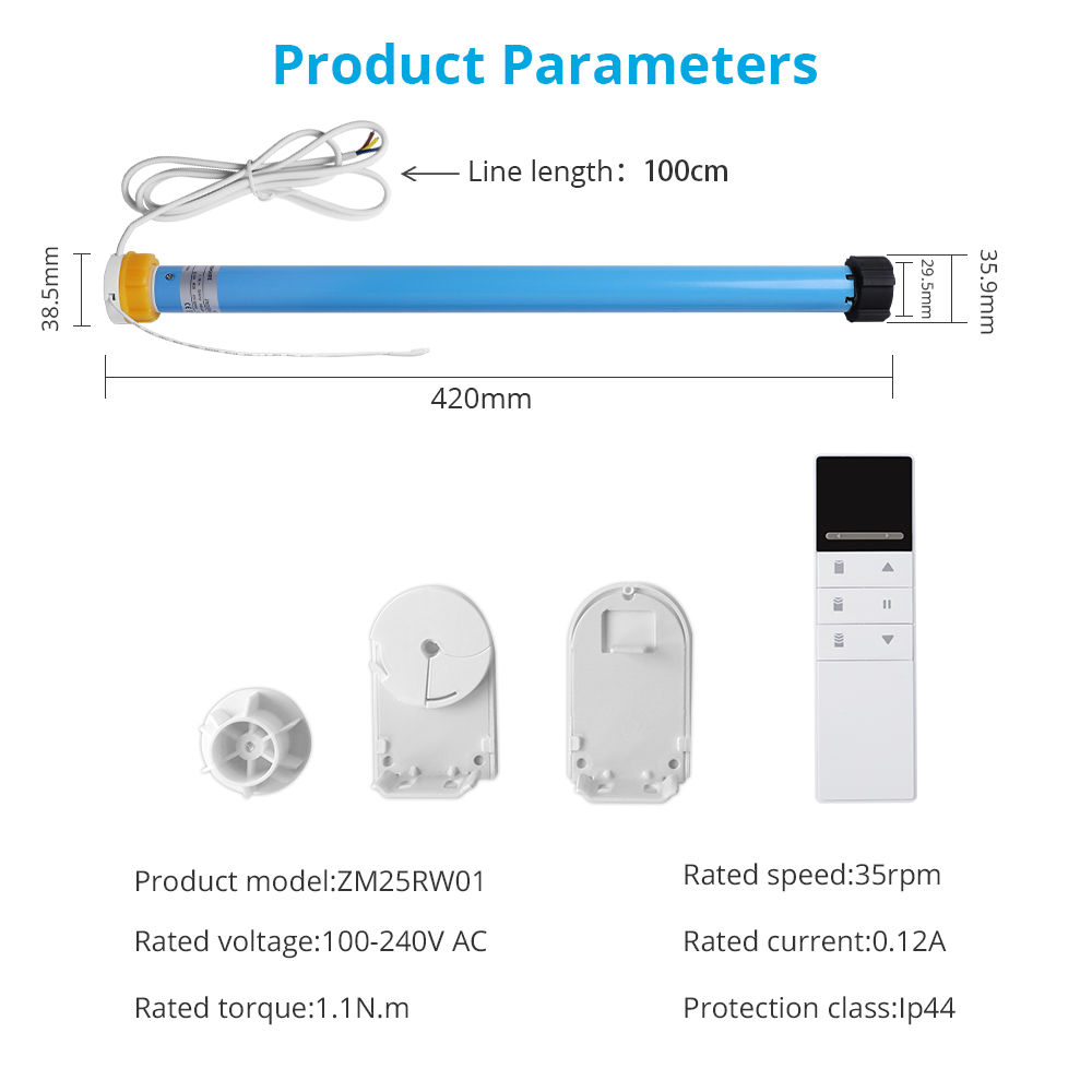 Zemismart Wifi  Smart Motorized Electric Roller Blind Shade for 36-38mm Tube Roller Blind Motor works with Tuya